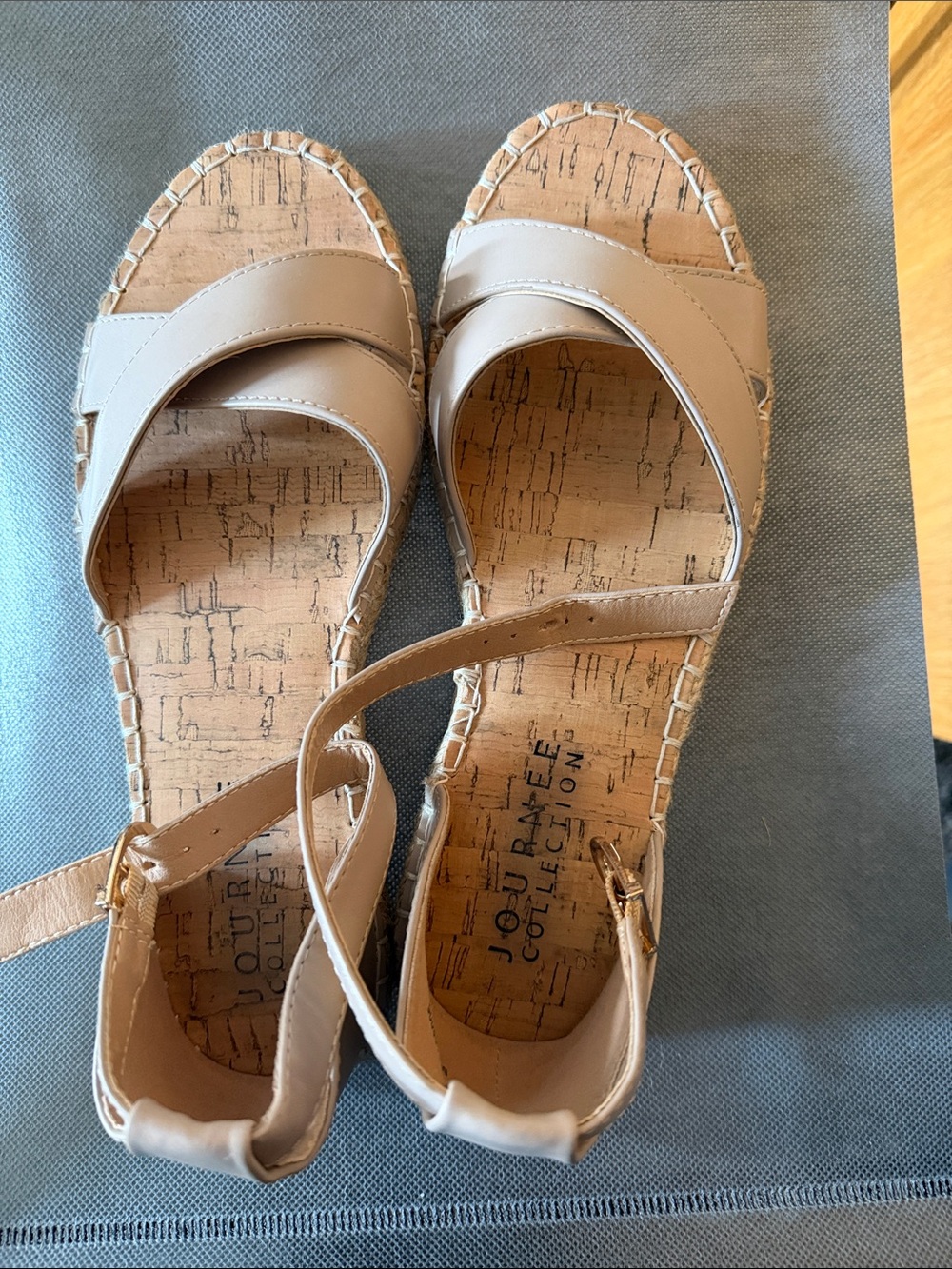 Journee Raffee Collection Women's Beige Ankle-Strap Espadrille Sandals